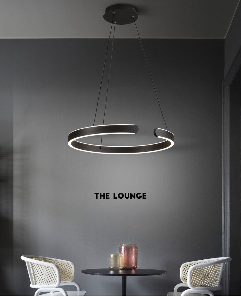 chandelier ring crystal pendant light led, circle rings gold black luxury modern led ring Pendant lamp for dinning room