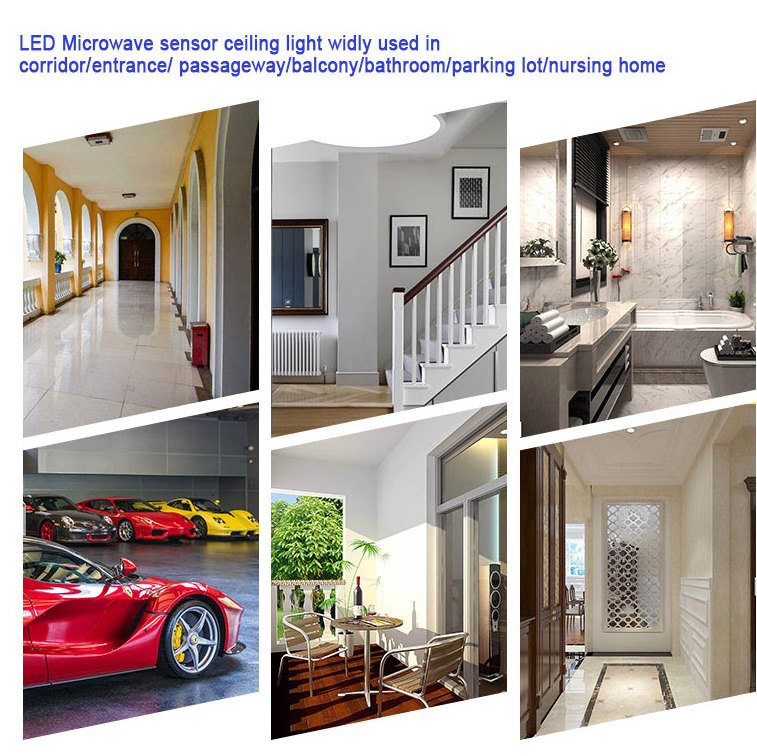 Unique Design 3years Warranty Acrylic Indoor Square Motion Sensor LED Ceiling Light for corridor