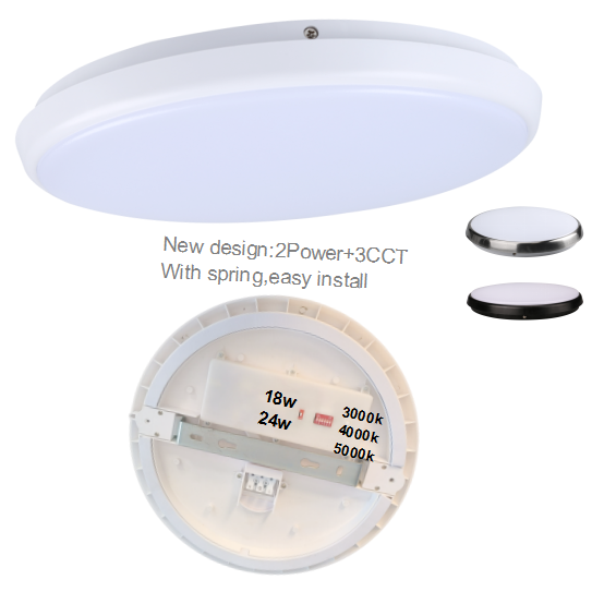 NEW Design CE ERP 2power+3CCT tri colors IP54 led ceiling light, easy instal round waterproof Led Ceiling Light For bedroom