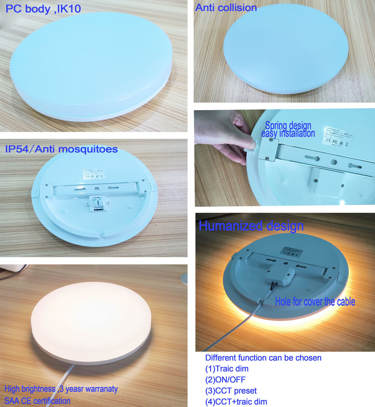 Best Sales CE 18W 24W Round ceiling light color changing led, IP54 waterproof multi color led ceiling light