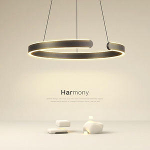 chandelier ring crystal pendant light led, circle rings gold black luxury modern led ring Pendant lamp for dinning room