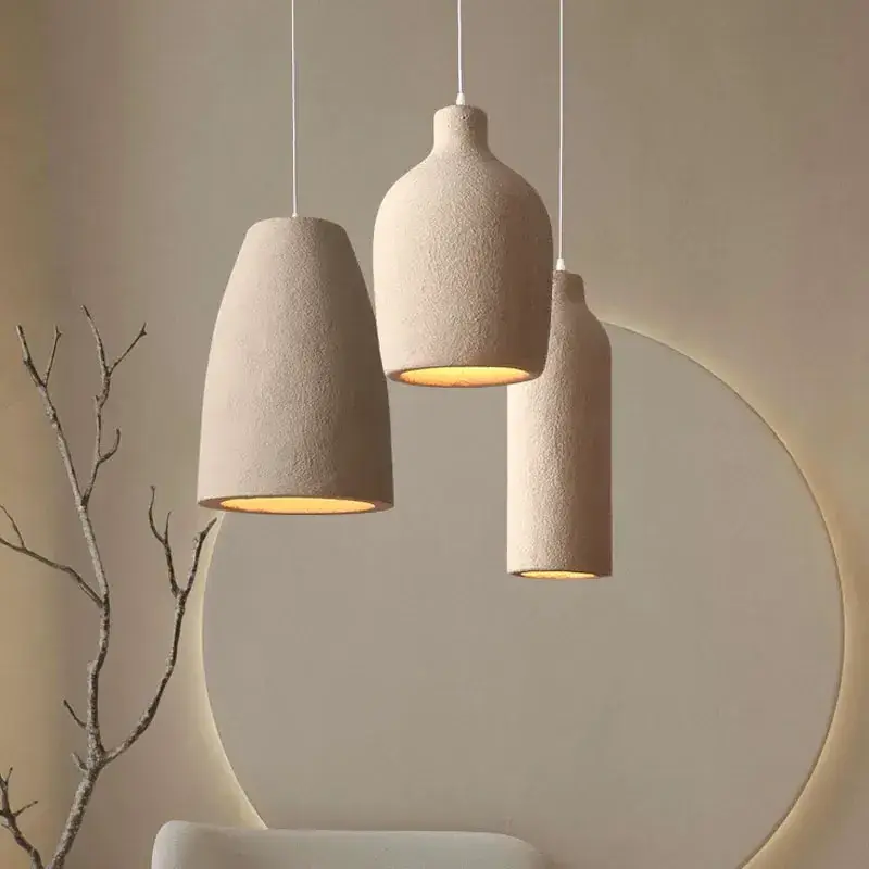 Wabi Sabi Cream Style Led Chandelier Restaurant Bar Dining Room Home Decor Pendant Lights Bedroom Bedside Hanging Lamp Fixture