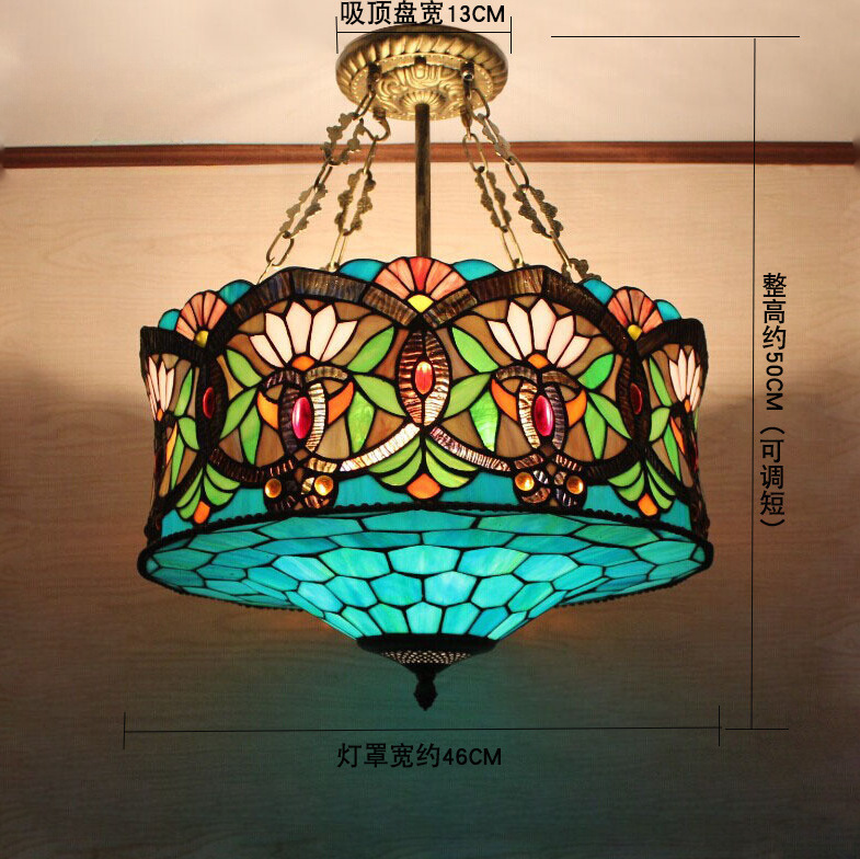 European Creative Hat Yurt Style Restaurant Tiffany Chandelier Bedroom Foyer Hallway Bar Single Head Chandelier Light