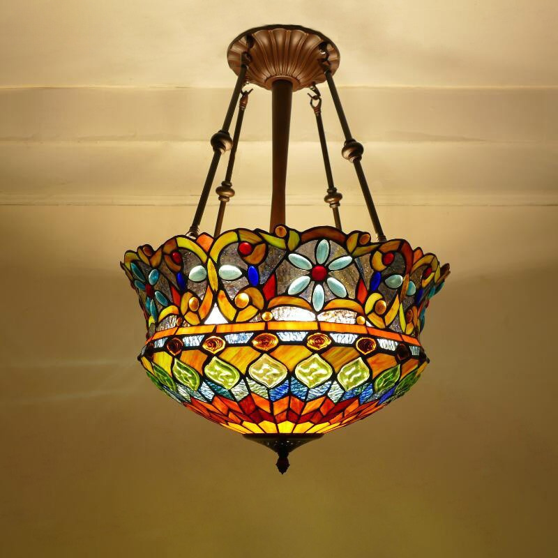 European Creative Hat Yurt Style Restaurant Tiffany Chandelier Bedroom Foyer Hallway Bar Single Head Chandelier Light