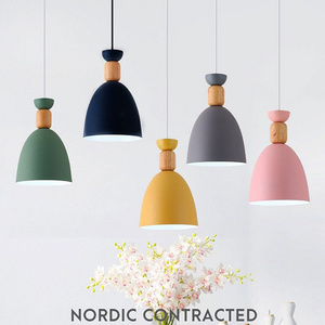 Creative Rural Style LED Colored Nordic Iron Art Wood Chandelier, Modern and Minimalist Lighting Fixtures, Postmodern