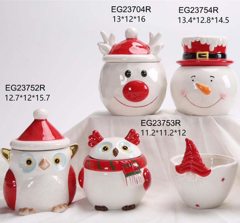 Hot selling  Christmas Ceramic Storage Box Candy jar  Cookie Jar with Lid