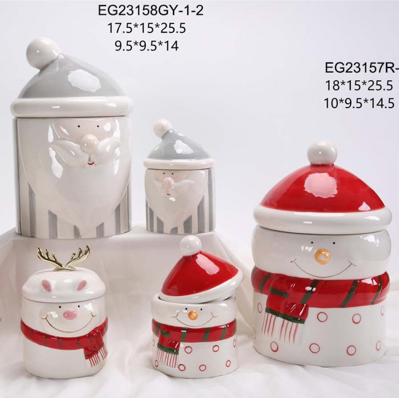 Hot selling  Christmas Ceramic Storage Box Candy jar  Cookie Jar with Lid