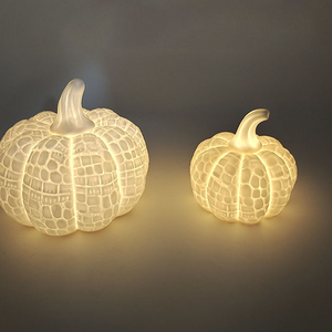 Wholesale Halloween Decoration ceramic Porcelain  Pumpkin  Led Light  Crafts for Home Decor