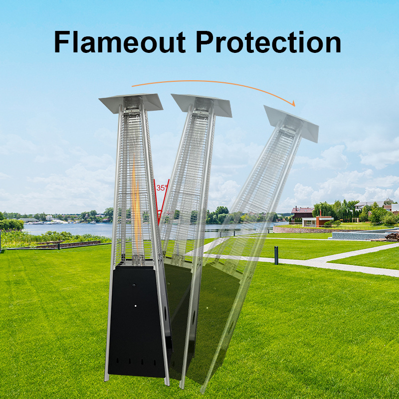 Outdoor Tower Stand Glass Tube Natural Gas Patio Heater With Flame