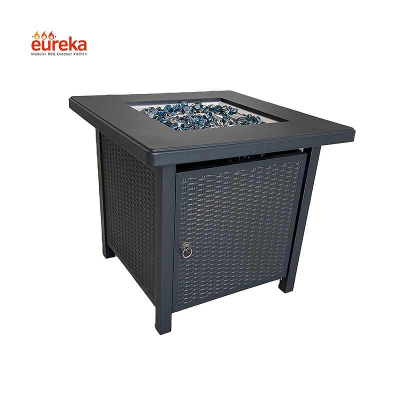 High-Quality & Best Price Garden Outdoor Gas/Propane/Butane Portable Metal Steel Fire Pit Table with Glass Rock