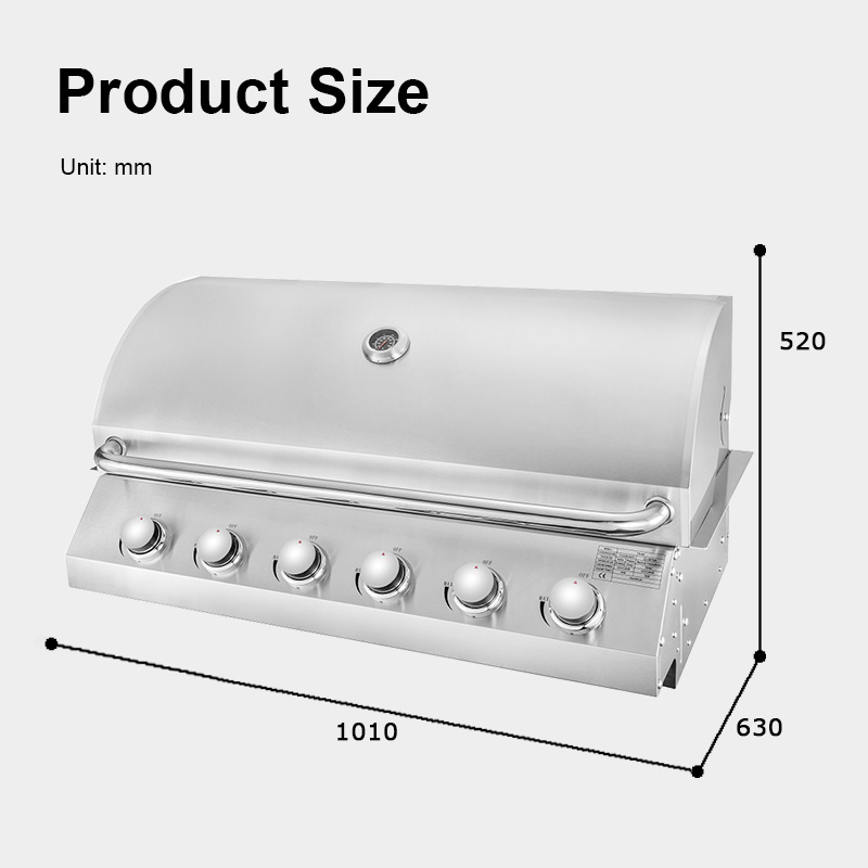 Outdoor Kitchen Modular Stainless Steel 304 Outdoor Kitchen 6 Burner Built in Indoor Bbq Grill Gas