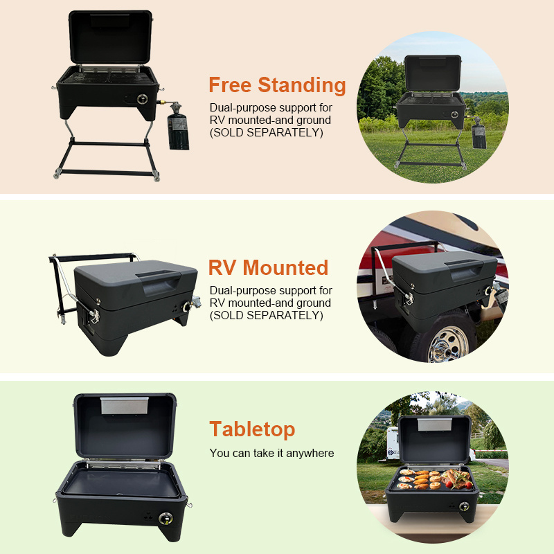 Tabletop gas Grill Grilling Vegetable Meat Steak Outdoor BBQ Grills Picnic Cooker for Patio Hiking RV