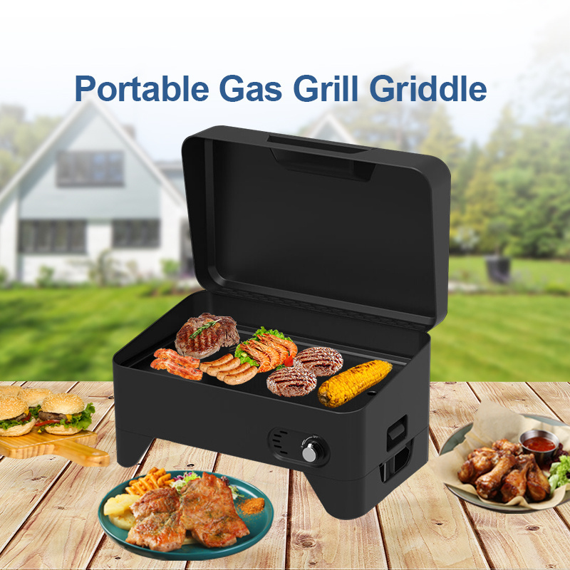 Tabletop gas Grill Grilling Vegetable Meat Steak Outdoor BBQ Grills Picnic Cooker for Patio Hiking RV