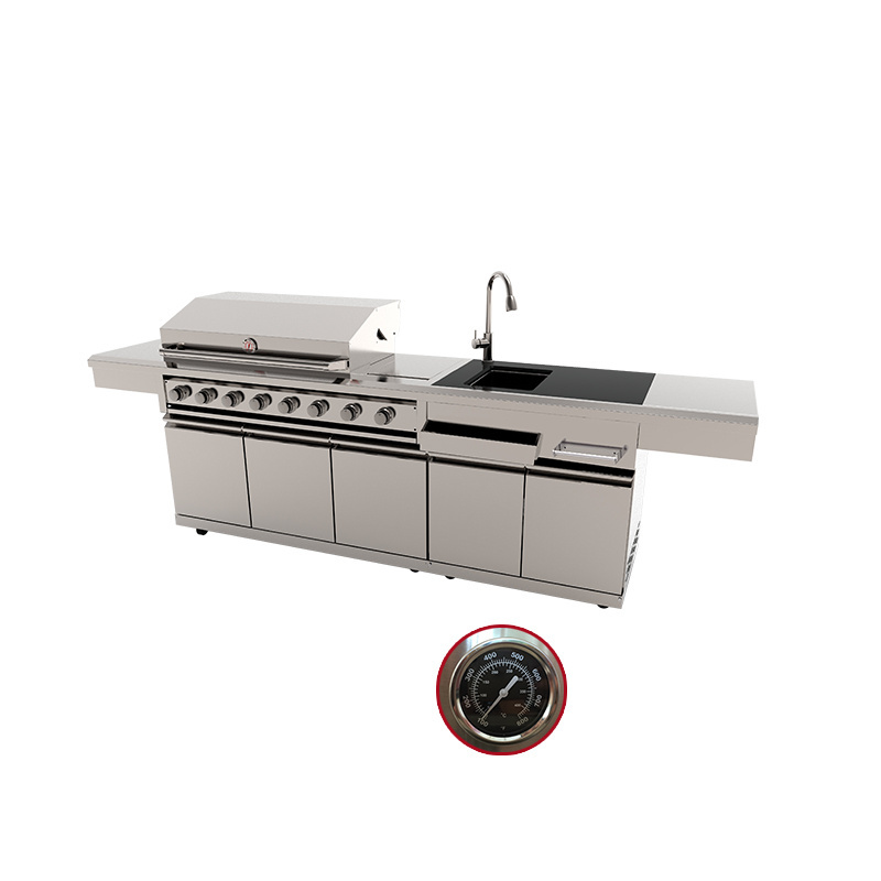 Custom Luxury Modular Complete Outdoor Garden Kitchen Cabinets 304 Stainless Steel Bbq Outdoor Grill Kitchen Island with Sink