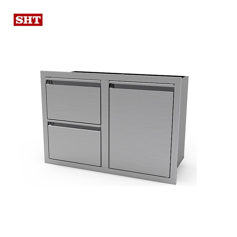 Custom Stainless Steel Built In Double Walled Bbq Doors For Outdoor Kitchen