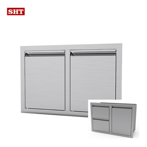 Custom Stainless Steel Built In Double Walled Bbq Doors For Outdoor Kitchen