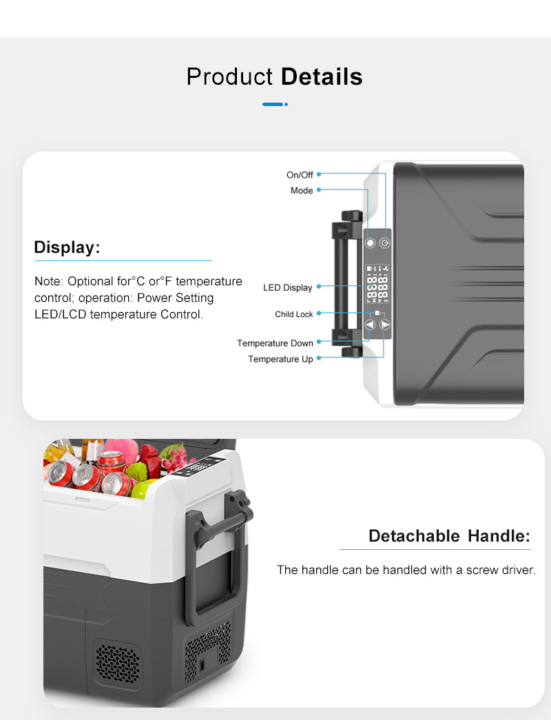 40L camping fridge car freezer box portable refrigerator for car 12v refrigerated factory small mini fridges dc ac compressor