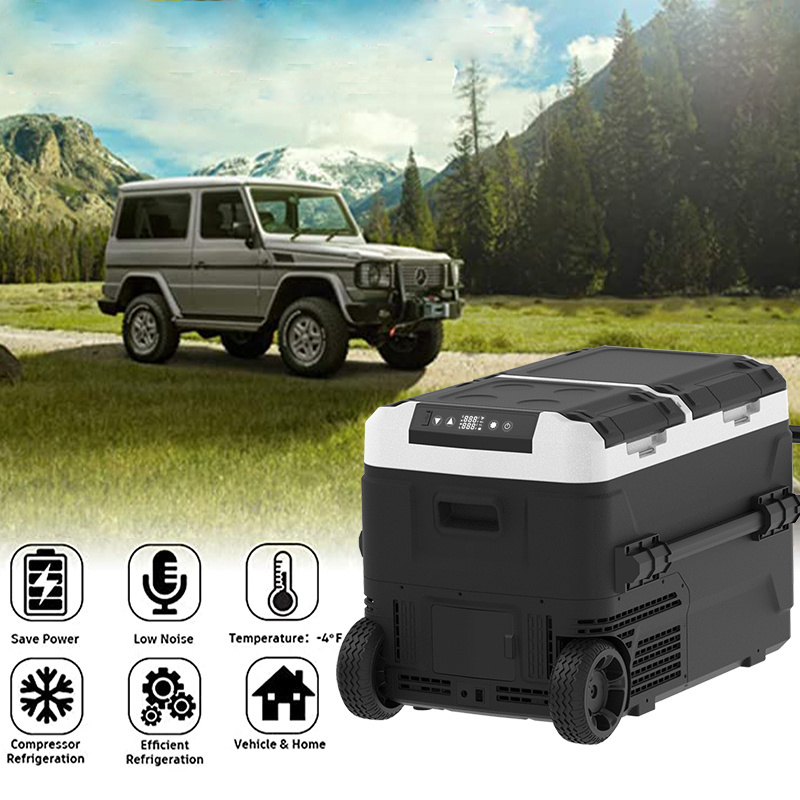 Portable 50L Solar Cooler Box Sports Design Style Car Refrirator with Compressor 12/24V Freezer Battery Included