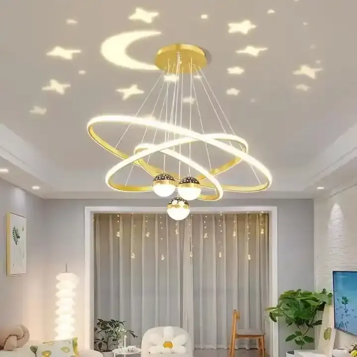 Modern Starlight Home Living Room Chandelier Warm Circle Bedroom Pendant Light Personalized Minimalist Romantic LED