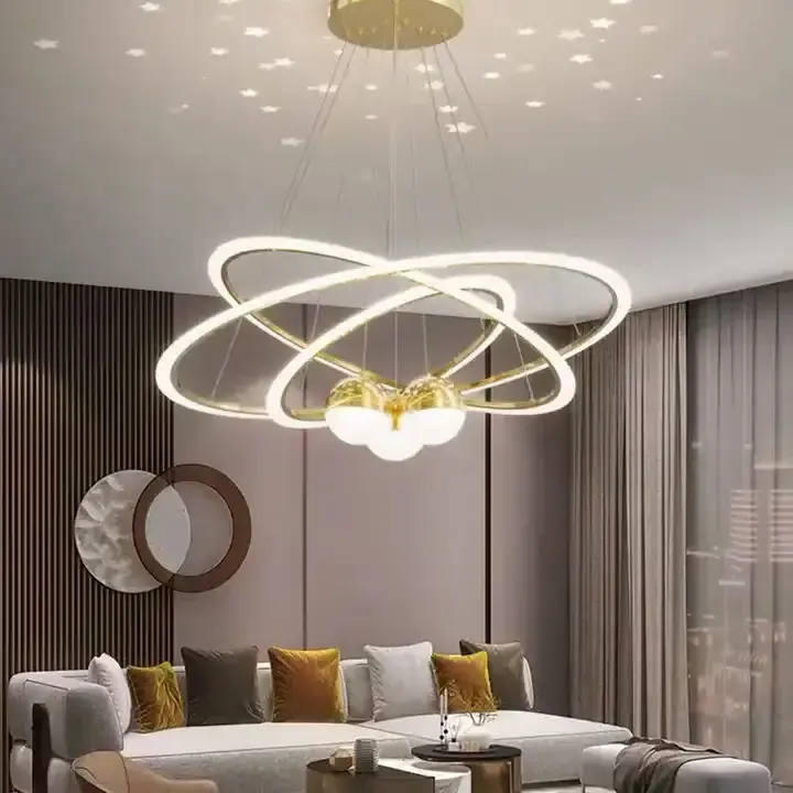 Modern Starlight Home Living Room Chandelier Warm Circle Bedroom Pendant Light Personalized Minimalist Romantic LED