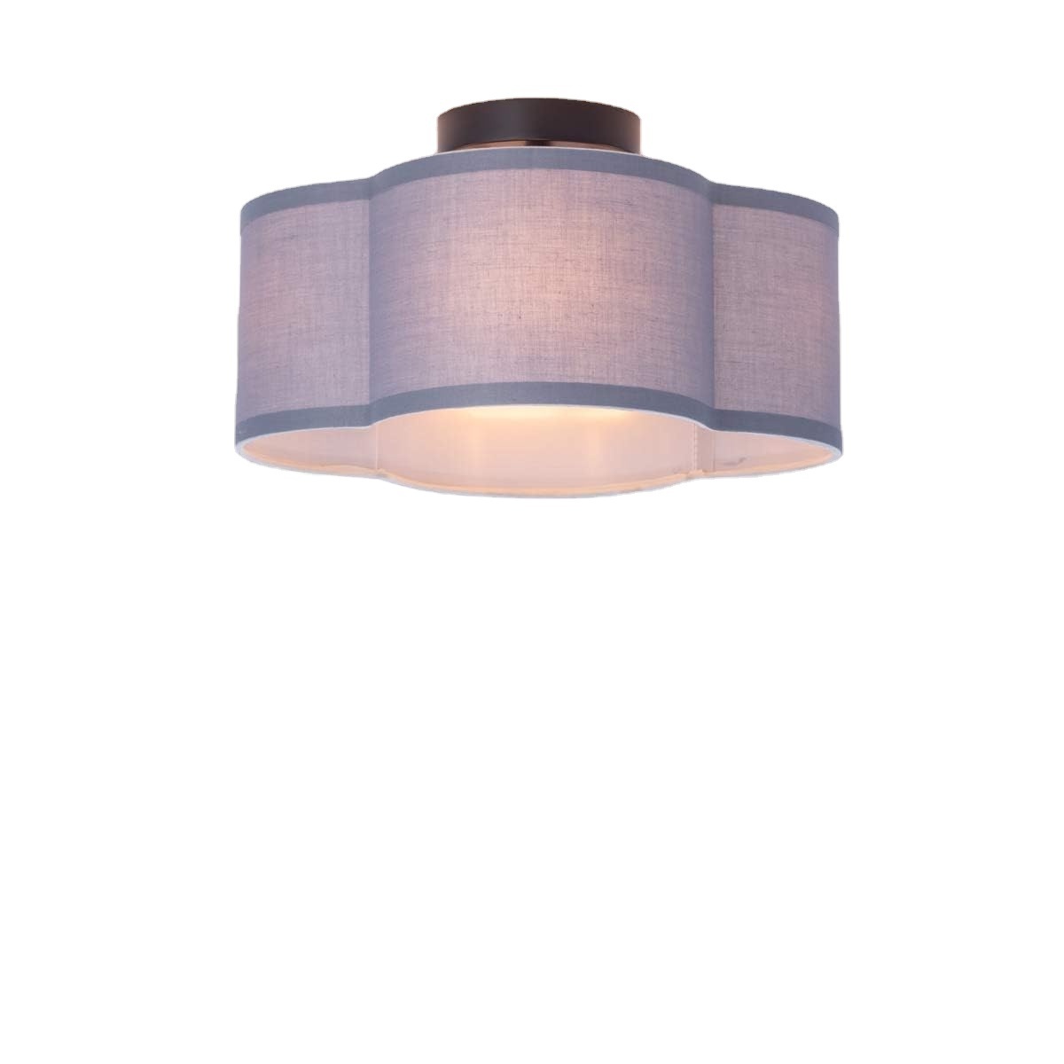 Cream White Fabric Drum Shade Flush Mount Ceiling Light Fixture for Living Room - Soft Glow Fabric Cailing Lamp