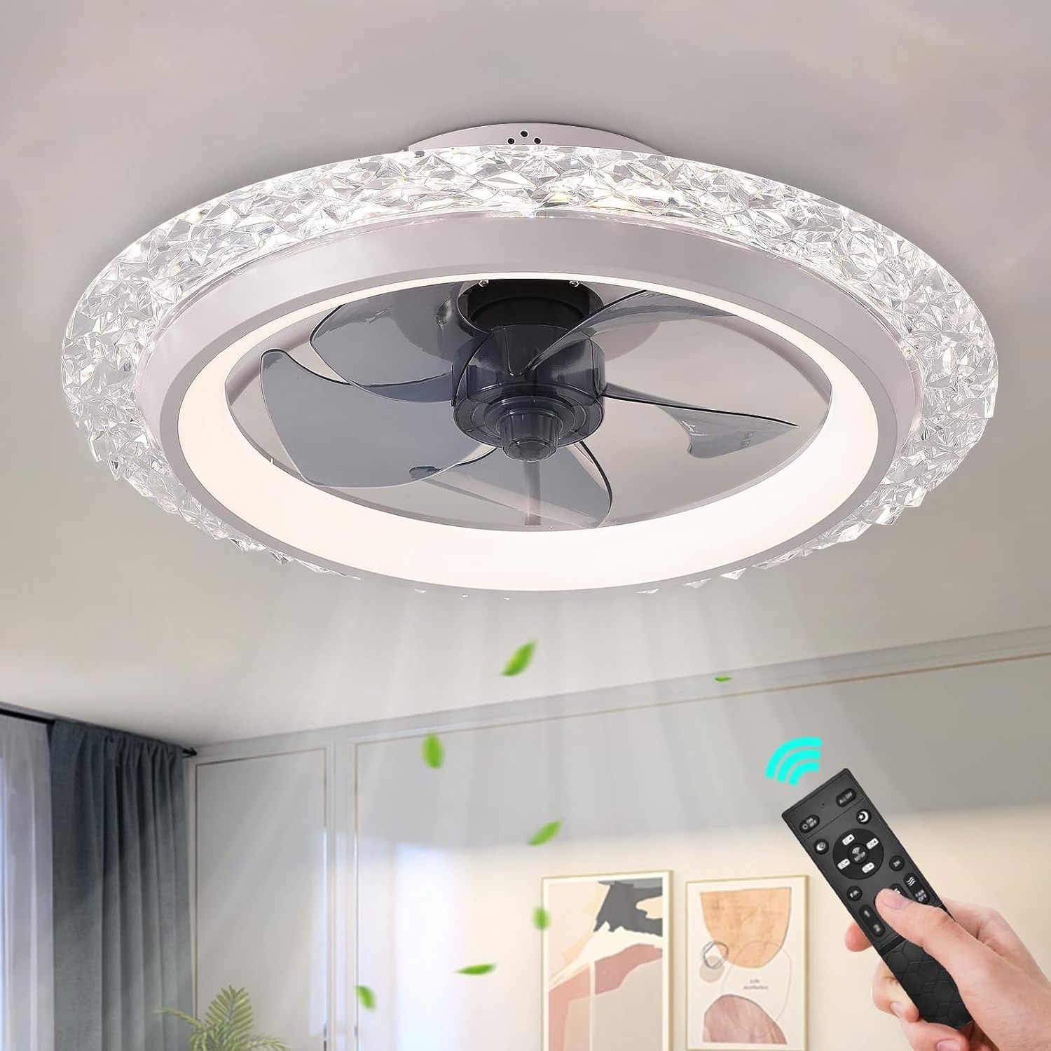 Office Ceiling Fan Light Smart Bladeless Fans Chandelier Speed Timing Profile  ceiling light fan for  Living Room Kitchen