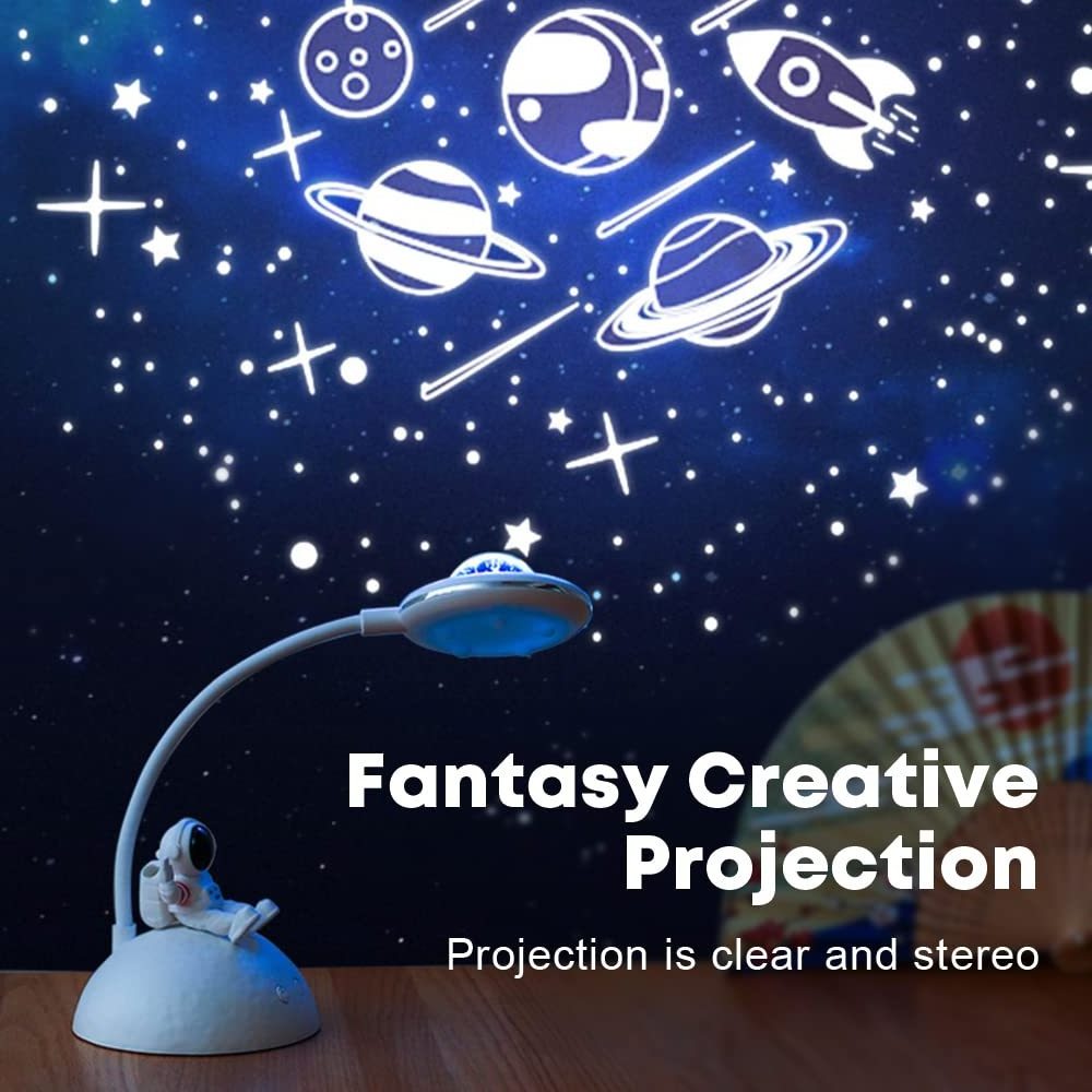 LED Small Night Lamp Button Control Reading Lights with Astronaut Phone Holder Rechargeable Dimmable lampe Astronaute