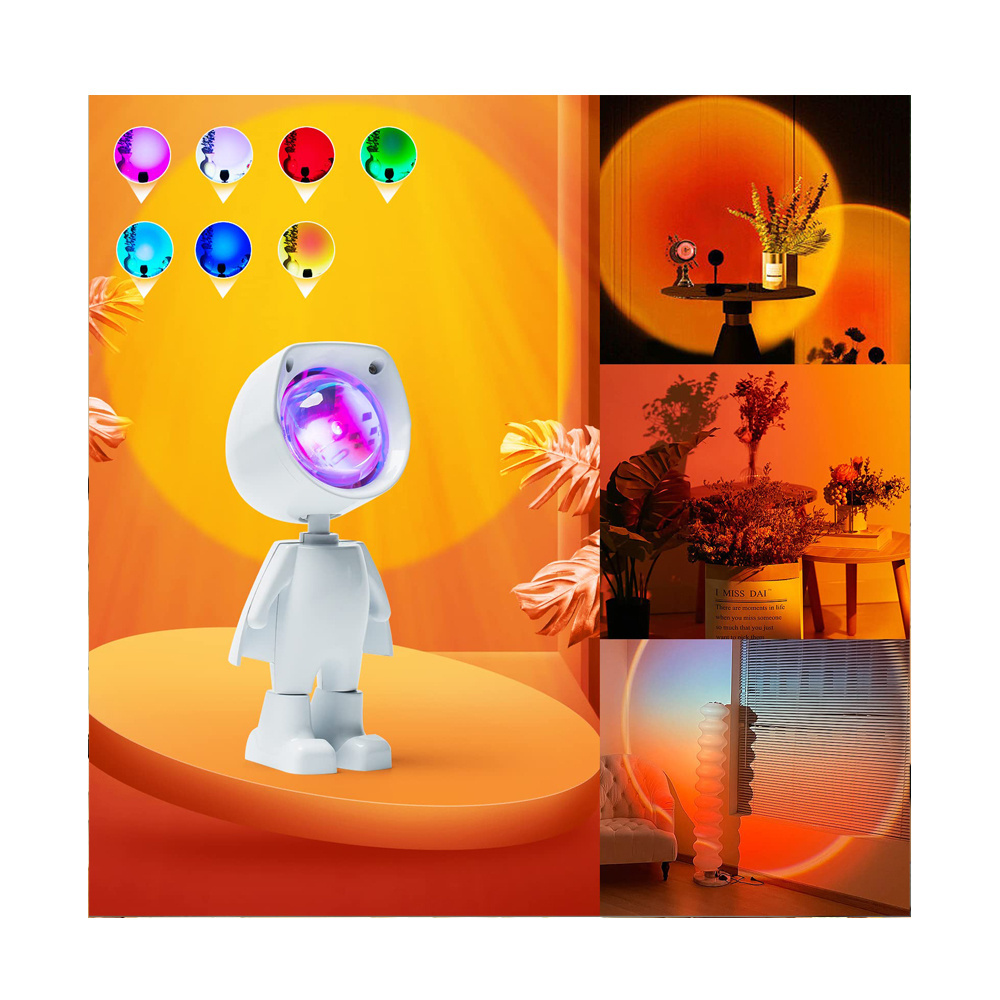 Romantic Astronaut Robot Sunset Lamp Projector Multi Color Sunset Lights for Bedroom Sunset Astronaut Lamp