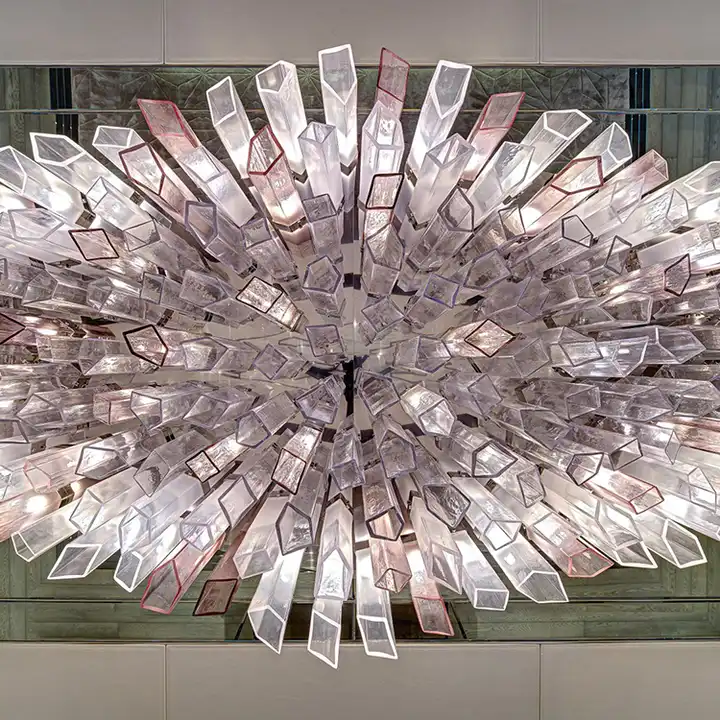 Customized Design Modern Luxury Hotel  Decorative pink Chandelier large glass custom chandelier lamp ceiling light