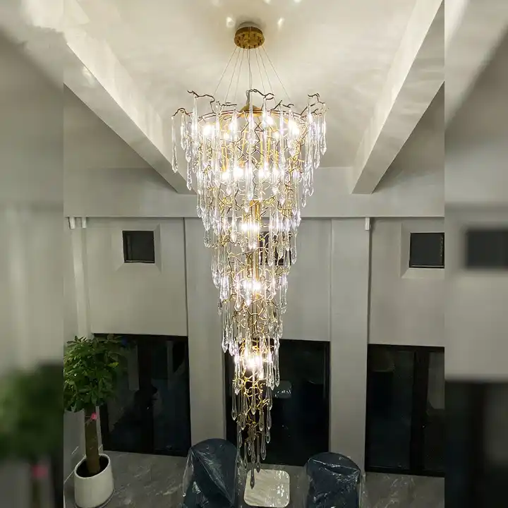 contemporary modern crystal large chandelier large gold long chandeliers ceiling luxury hanging Chandelier Decor Pendant Light