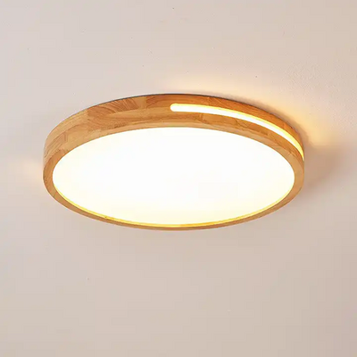 Japanese style wood round led ceiling light fixture bedroom lamp ultra thin home wooden ceiling lights for hallway living room