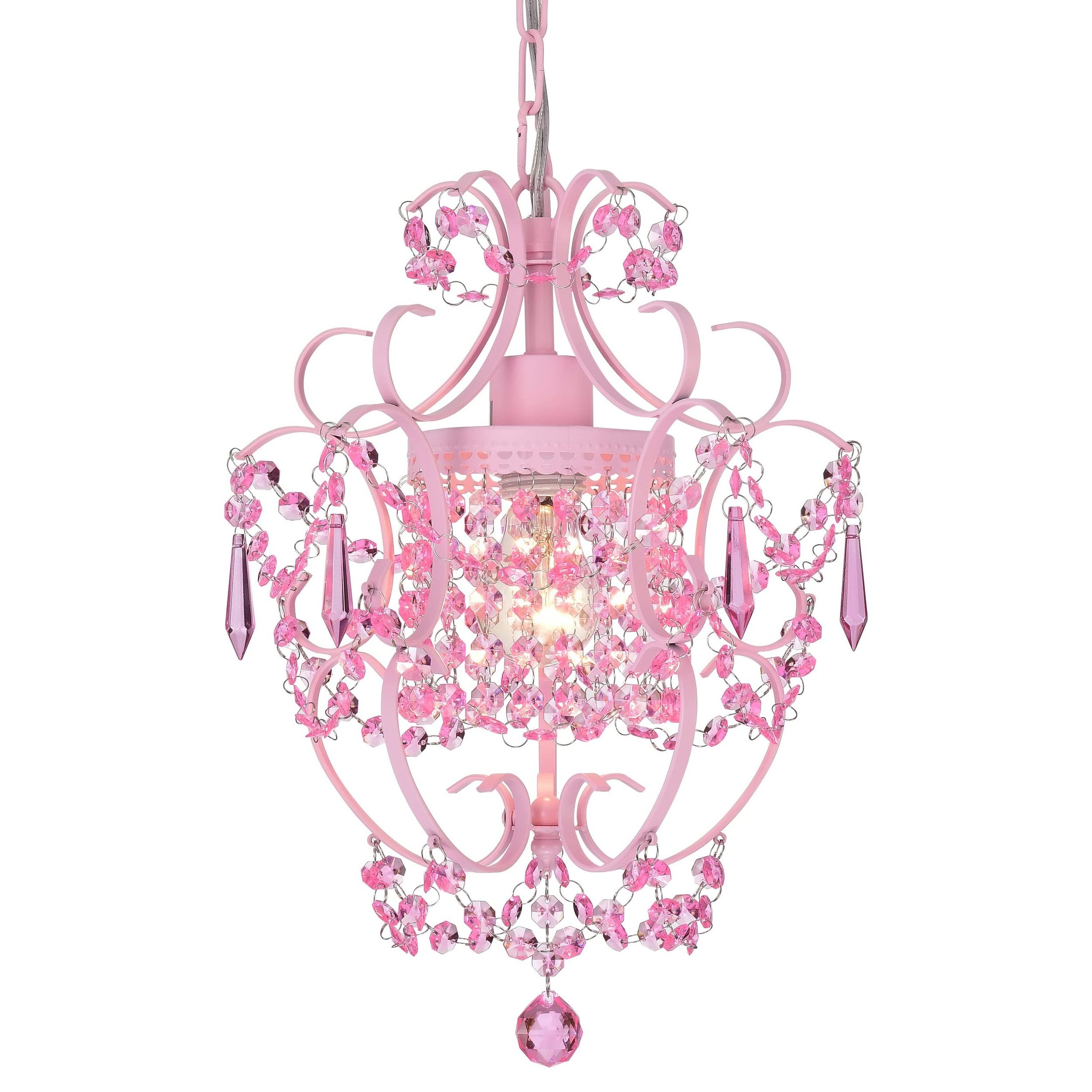 Antique House Pink Chandelier Mini Crystal Chandeliers Light Fixture 1 Light Small Chandelier for Girls Room