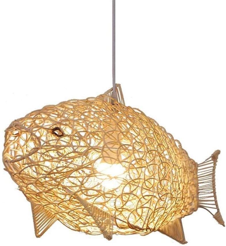 Japanese style Fish-Shaped Lantern Pendant Lighting Rattan Light fixture Weaving Natural Bamboo Ceiling Light for Dining Room