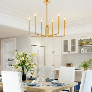 Gold Chandelier 6-Light Farmhouse Modern Chandelier Chandelier For Dining Room Lighting Fixtures Hanging Dining Light