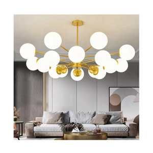 Indoor Decoration Graphic Customization Hotel Chandelier Bulb Magic Bean Glass Ball Chandelier Gold Sputnik Chandeliers