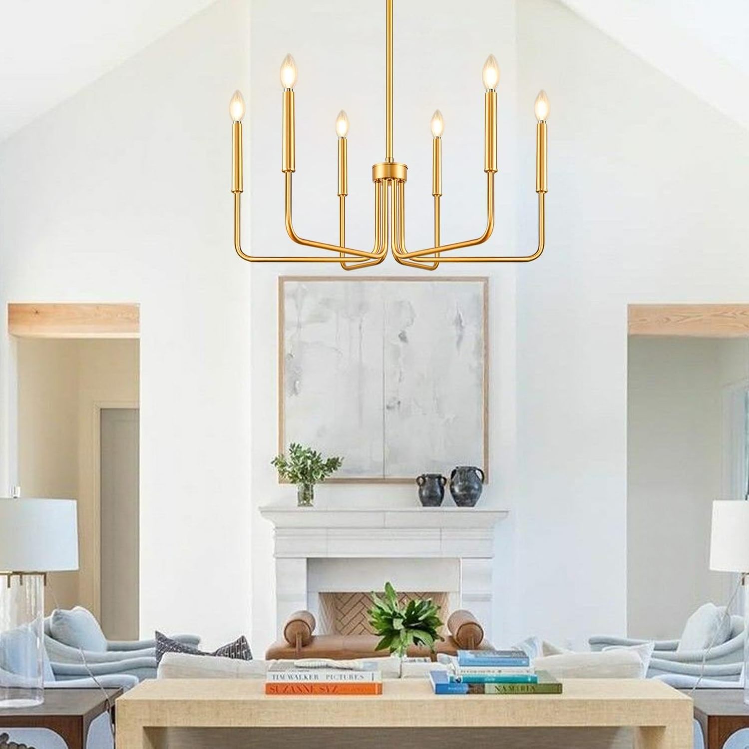 Gold Chandelier 6-Light Farmhouse Modern Chandelier Chandelier For Dining Room Lighting Fixtures Hanging Dining Light