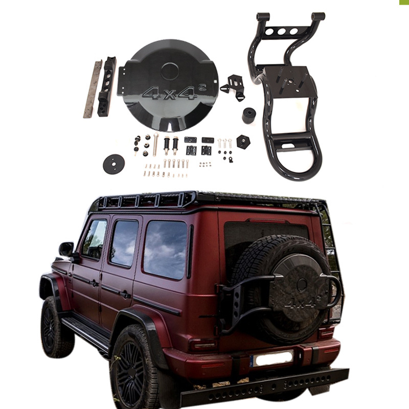 2019+ W464 G63 4x4 Spare Tire Carrier For G Class G500 G63 G550 4X4 Square Dry Carbon Rear Wheel Cover Rack W463A Tire Cover Br