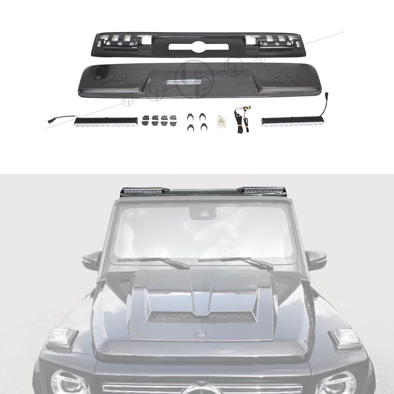 G-class W464 W463A Dry Carbon fiber roof spoiler lights for 2019y~ G500 G63 front roof LED lights car body parts