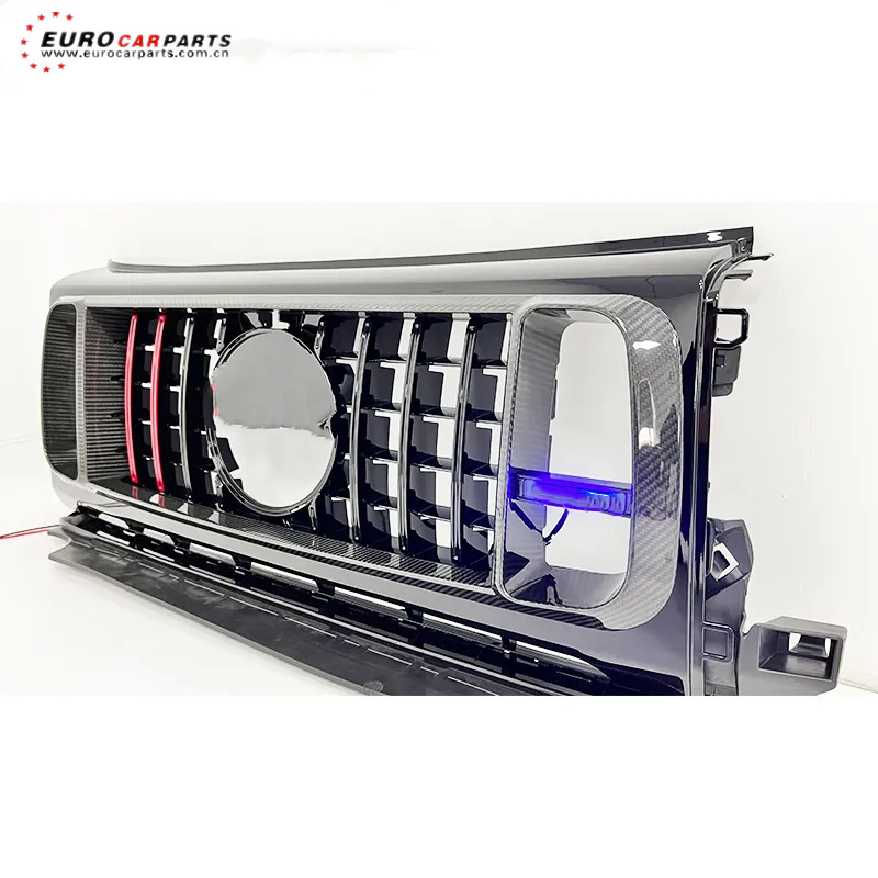 G Wagon W464 Edition B900 Front Grill With LED Dry Carbon Red Trim Strip Front Grille Frame B900 Rocket Style Grille