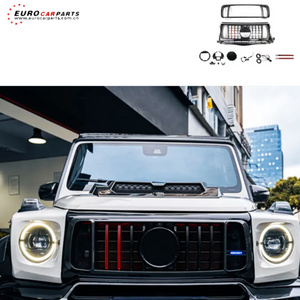 G Wagon W464 Edition B900 Front Grill With LED Dry Carbon Red Trim Strip Front Grille Frame B900 Rocket Style Grille