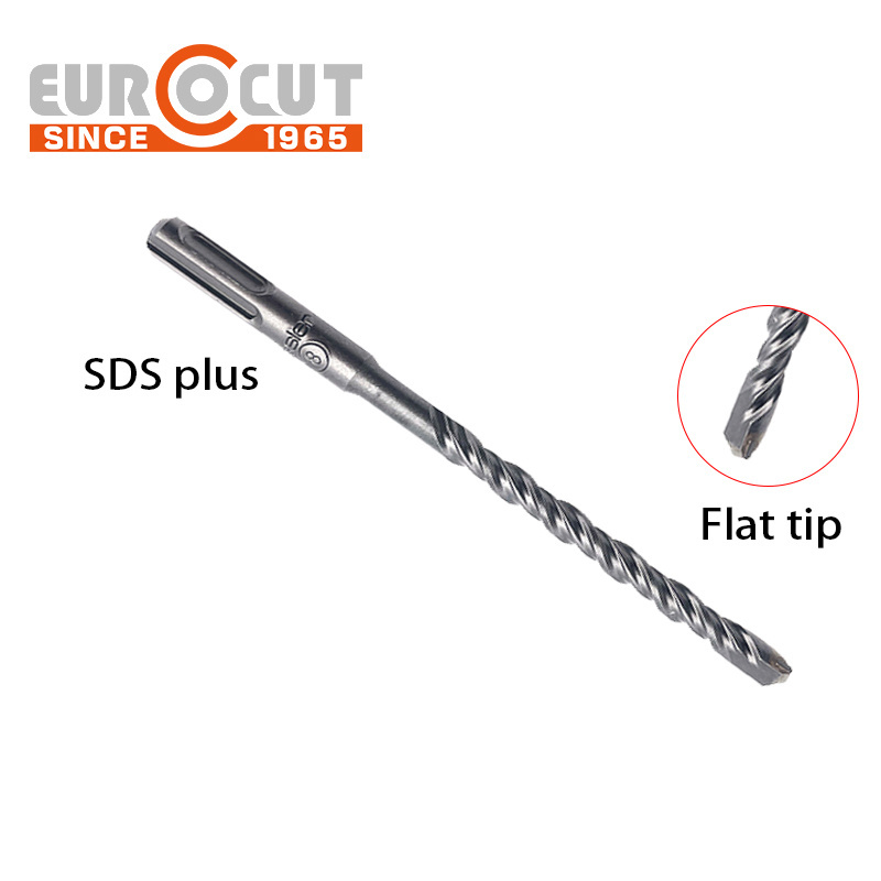 EUROCUT SDS PLUS Flat Tip Electric Hammer Hole Drilling Tools Drill Bit  For Concrete Wall Rock YG8C Tip