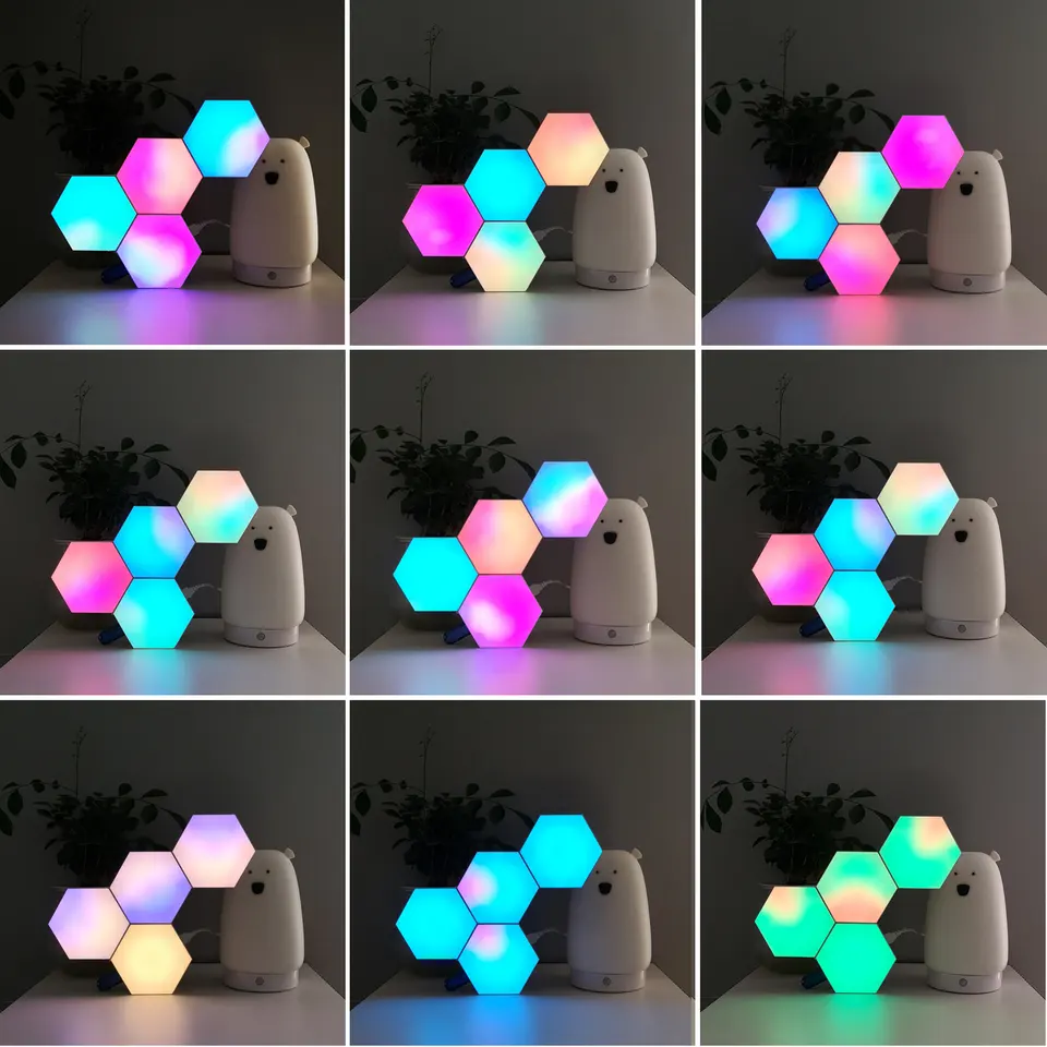 Multi Color Quantum Light Led Hexagonal Lamps RGB Luces Led Hexagonal App Lampara Hexagonal RGB LED Night Light for Living Room