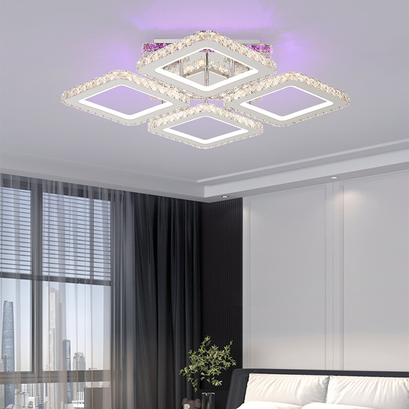 RGB music rhythm color change LED ceiling light 4 crystal ceiling lamp light with 3000K-6500K