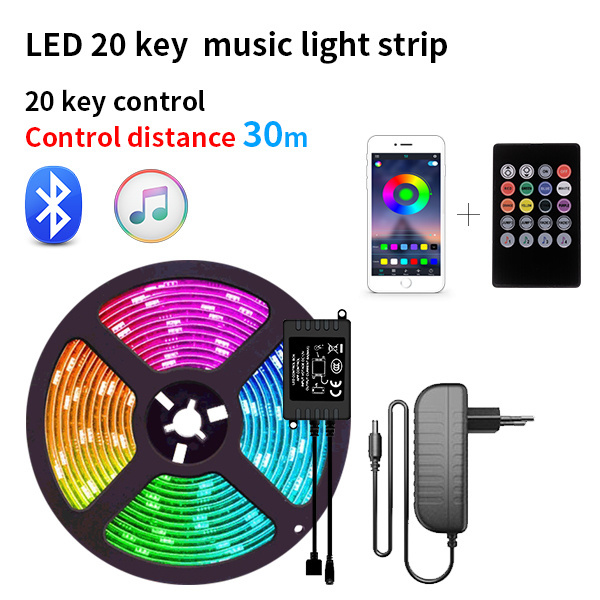 Home Brighter 5M 10M 15M 16 Million Colors Alexa Phone App Controlled Music Lamp Smart WiFi 5050 RGB LED Strip Lights for Home