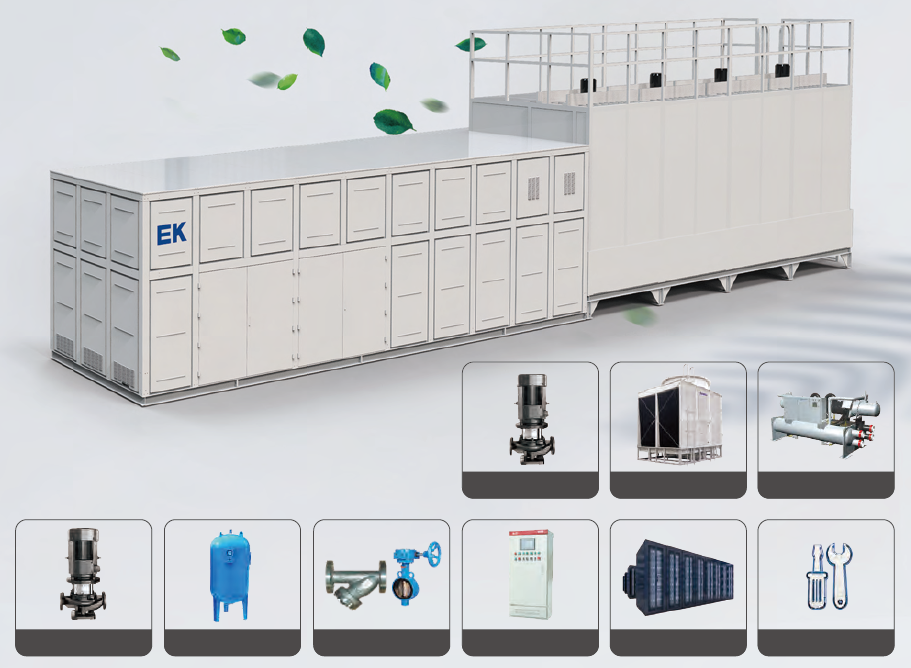 Euroklimat Air cooled screw water chiller central air-conditioning Integrated Chiller Plant