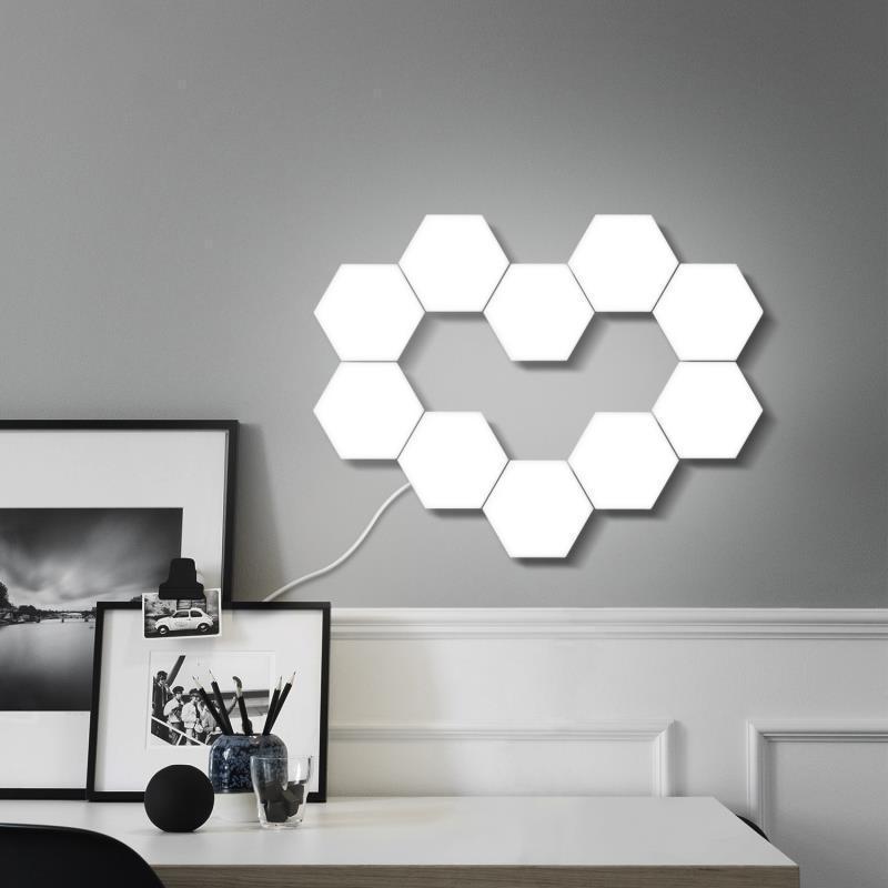 10pcs Creative DIY Colorful Quantum Led Hexagonal Modular Touch Wall Light For Night Light Gift Christmas Holiday Party