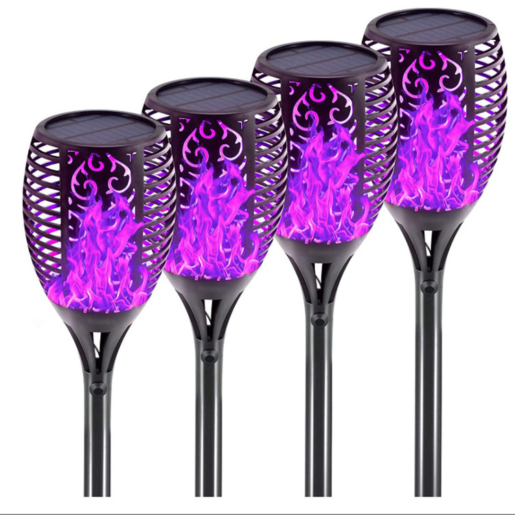 33Led  Solar Waterproof Purple Blue Flame Lamp Landscape Pathway Yard Walkway Torch Stake Decorative Street Lawn Garden Light