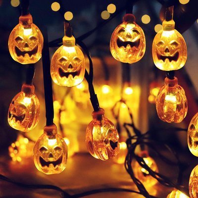 LED Halloween 3D Pumpkin Ghost Pine Cone String Light Remote Control Waterproof Outdoor