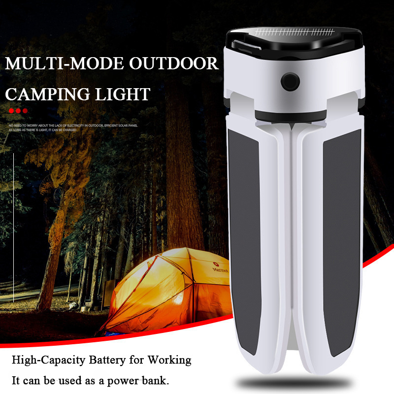 Led Solar 3 Hinges Rechargeable Foldable 60L Outdoor Multifunctional Portable Camping Light For Tent Hiking Fishing Emergency