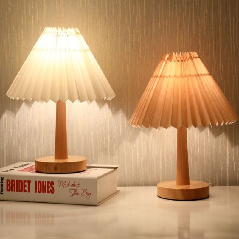 Creative LED USB Dimmable Remote Control Wood Base Table Lamp Desk Light Bedside Reading Lamp